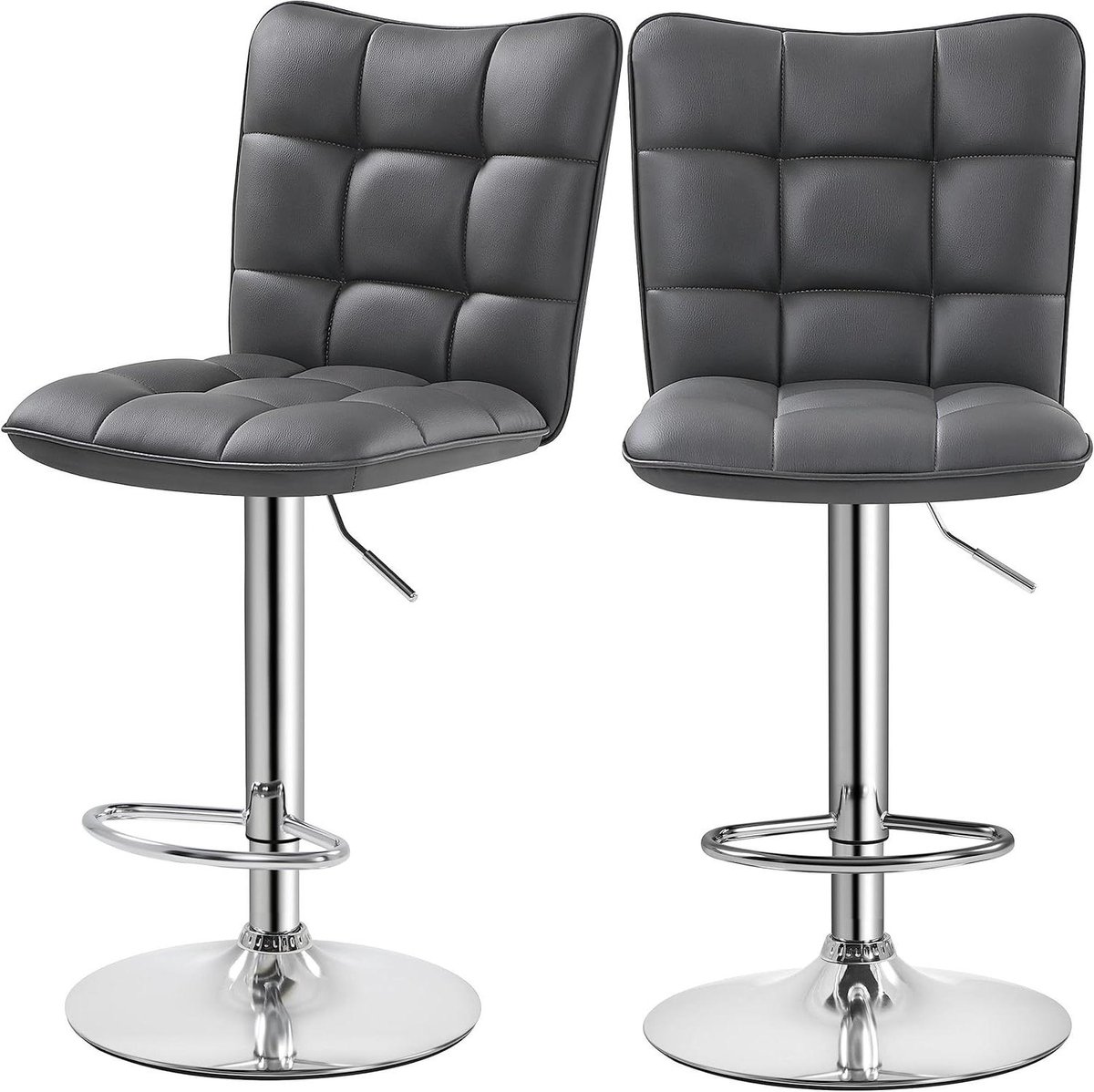 Barkrukken Set - Barstoelen - Comfortabel Zitten - In Hoogte Verstelbaar - Set van 2 - Grijs
