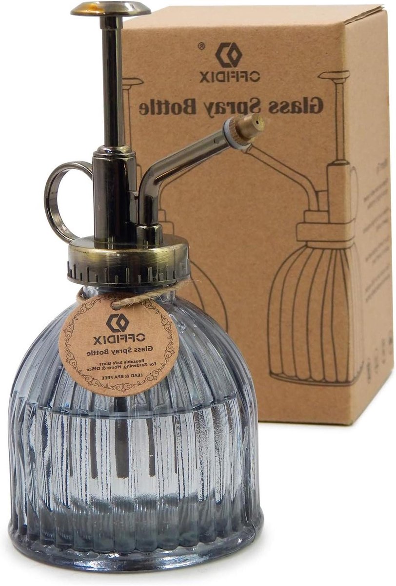 Glazen gietfles - Spuitfles - Kleine planten water geven - Vintage stijl - 200 ml - Donkergrijs
