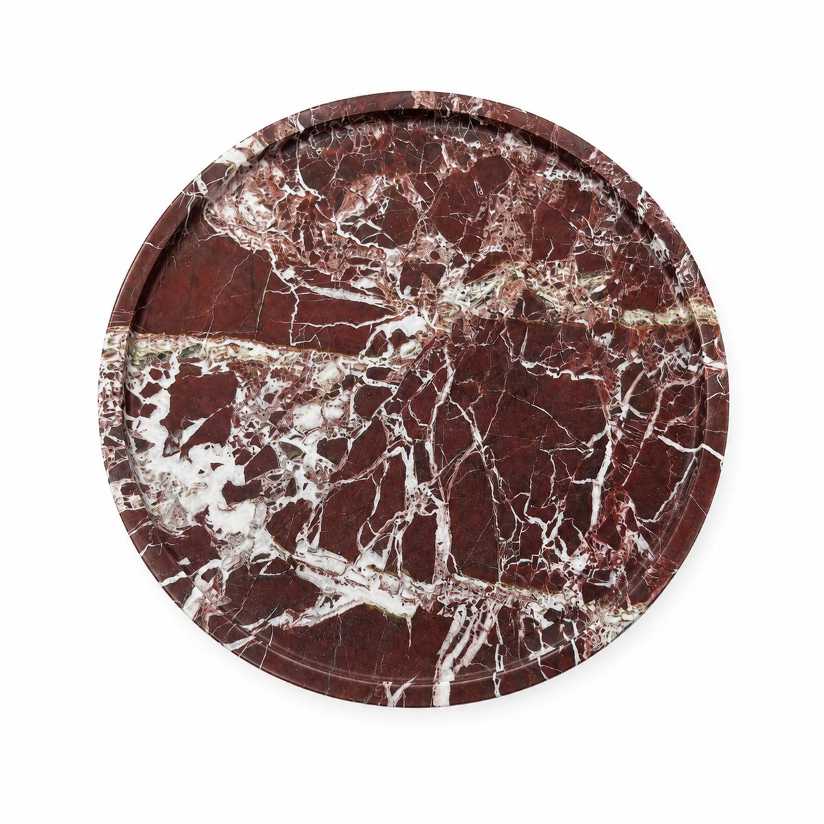 Marmoree - Marmeren Tray - Dienblad - Rond - Natuursteen - Bordeaux -30 cm