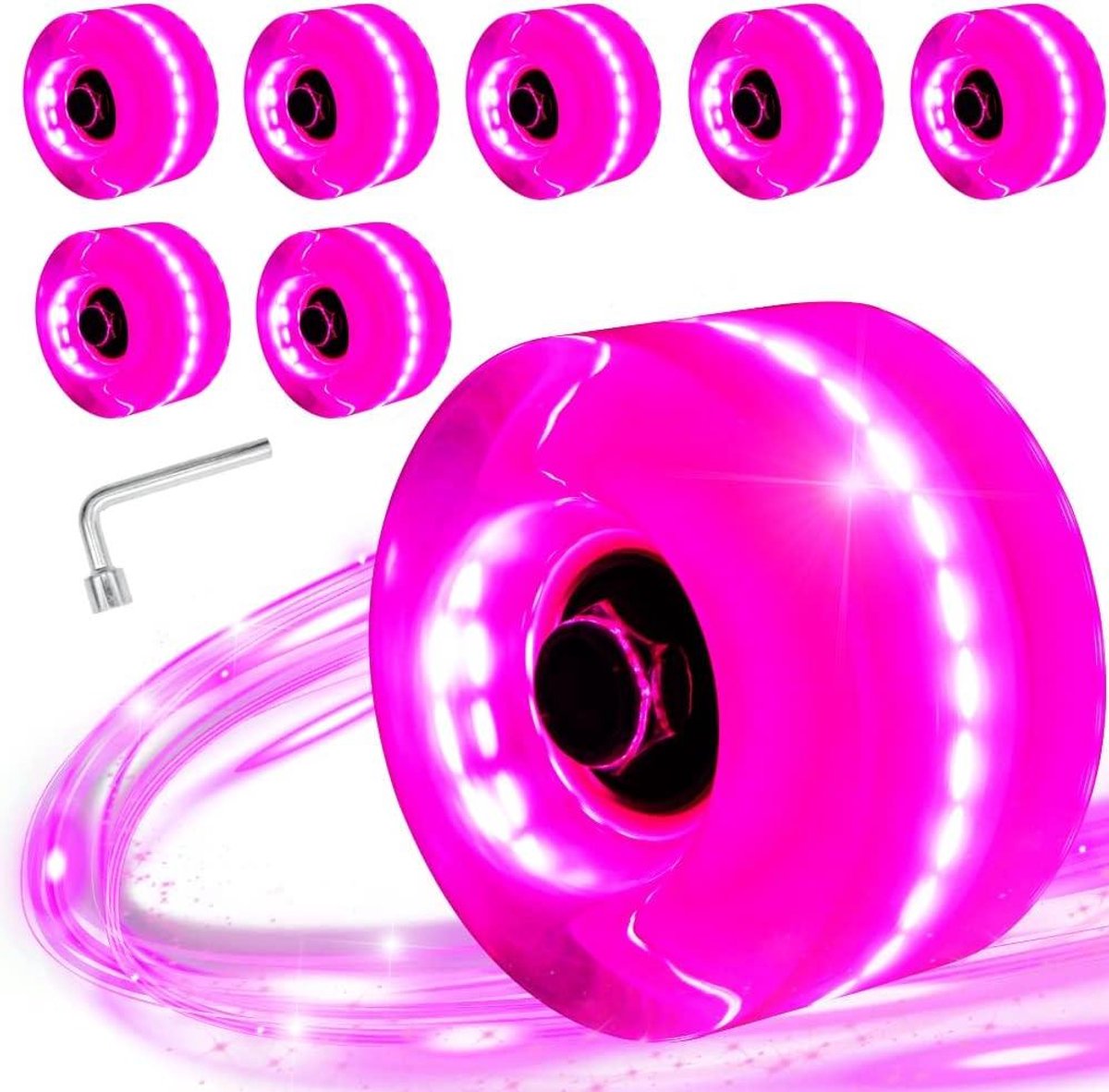 Rolschaatswielen Set Lichtgevende Wielen Avond Schaatsen Zelf Opladend Licht 8 Stuks 32x58mm