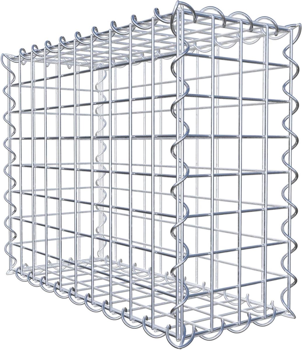 Schanskorf - Stenen mand - Tuin decoratie - Galvanisch verzinkt - 50x40x20 cm - Zilver