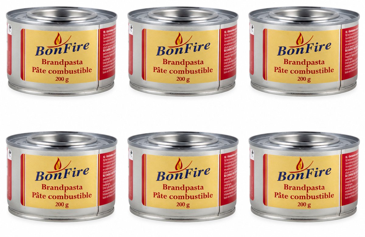 Brandpasta 6 stuks à 200 g voor chafing Dish Brandduur ± 3 uur. Brand Gel Merk Bon Fire