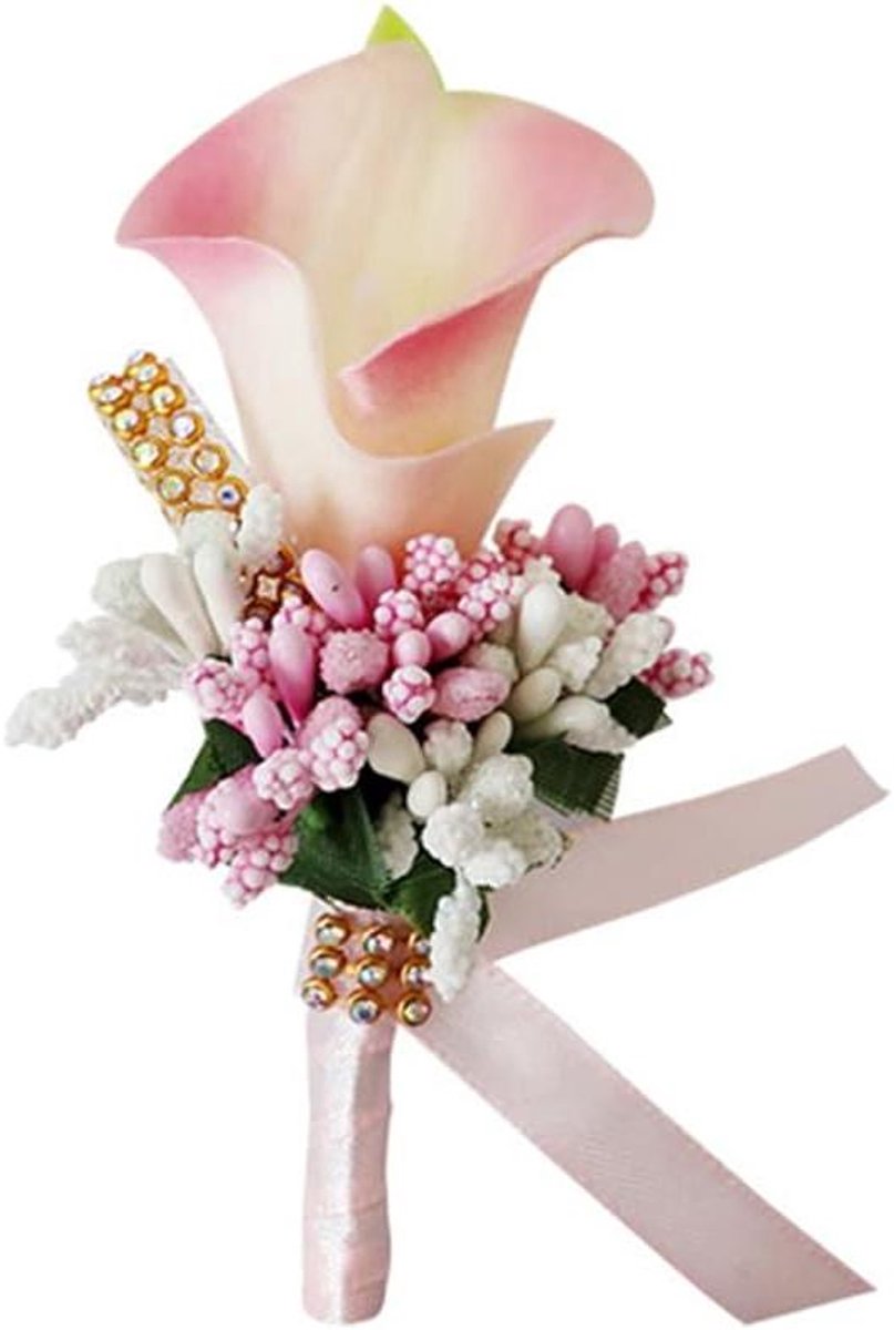 Bloem Corsage - Bruiloft Decoratie - Feestelijke Aankleding - Realistisch Uiterlijk - 2 Stuks - Roze