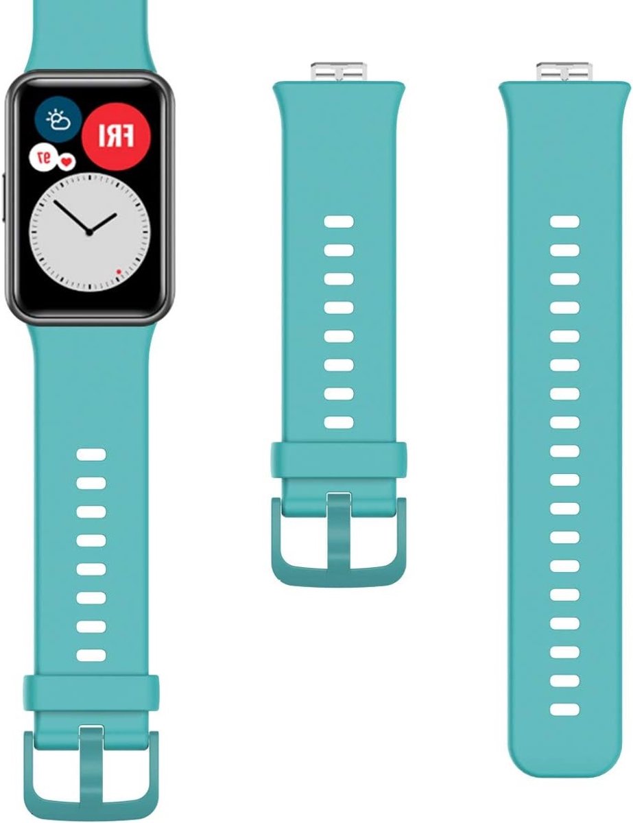 Zachte siliconen sportarmband voor smartwatch, vervangband voor Huawei Watch Fit, geschikt voor mannen en vrouwen, klassiek design, blauw