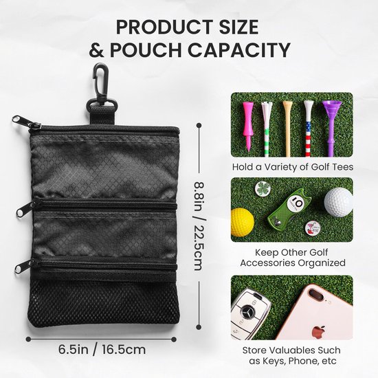 Golftas - opbergtas voor golfschoenen - golftas - golfaccessoires - drielaags - geschikt voor golf - buitensporten - zwart - 16,5*22,5 cm van Merkloos — afbeelding 2