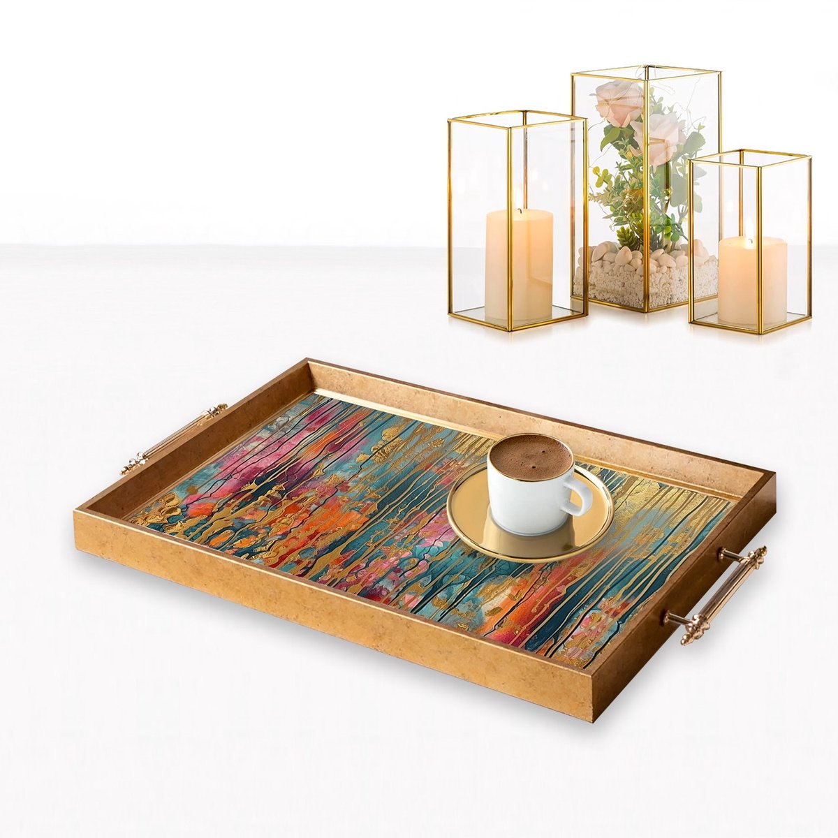 Asir - Dienblad - Veelkleurig - 100% GLAS - 53 x 4 x 32 cm