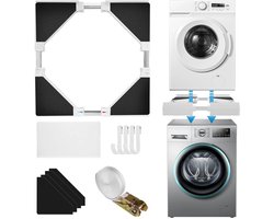 Solvix Wasmachine Verhoger – Tussenstuk Wasmachine Droger – Wasmachine Ombouw – Stapelkit Verstelbaar – Voor Wasmachine en Droger 21 tot 27 Inch – RVS en Kunststof