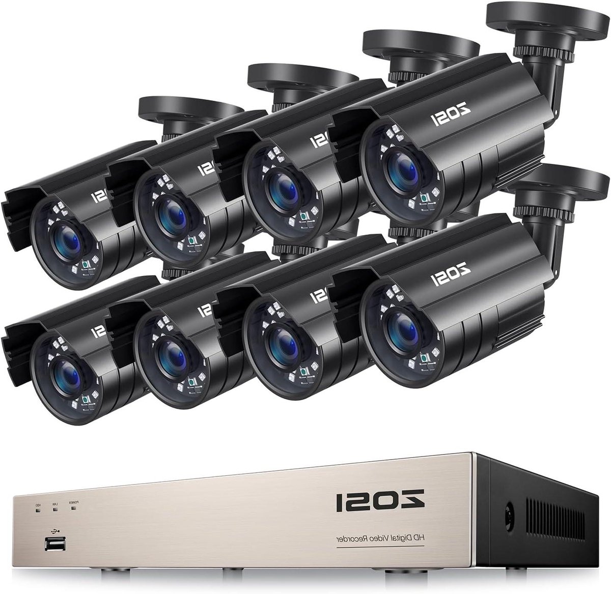 Bewakingscamera Kit - Beveiligingssysteem Set - Huis Beveiligen - 8 Kanalen DVR - 8 Camera's - Zwart