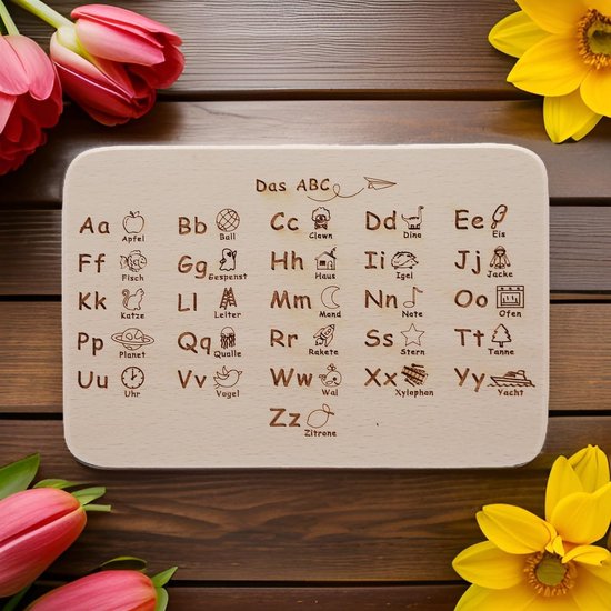 Ontbijtplank set - Leerplankjes - Spelend leren - FSC Beukenhout - 22 x 14 cm - Houtkleur — afbeelding 4