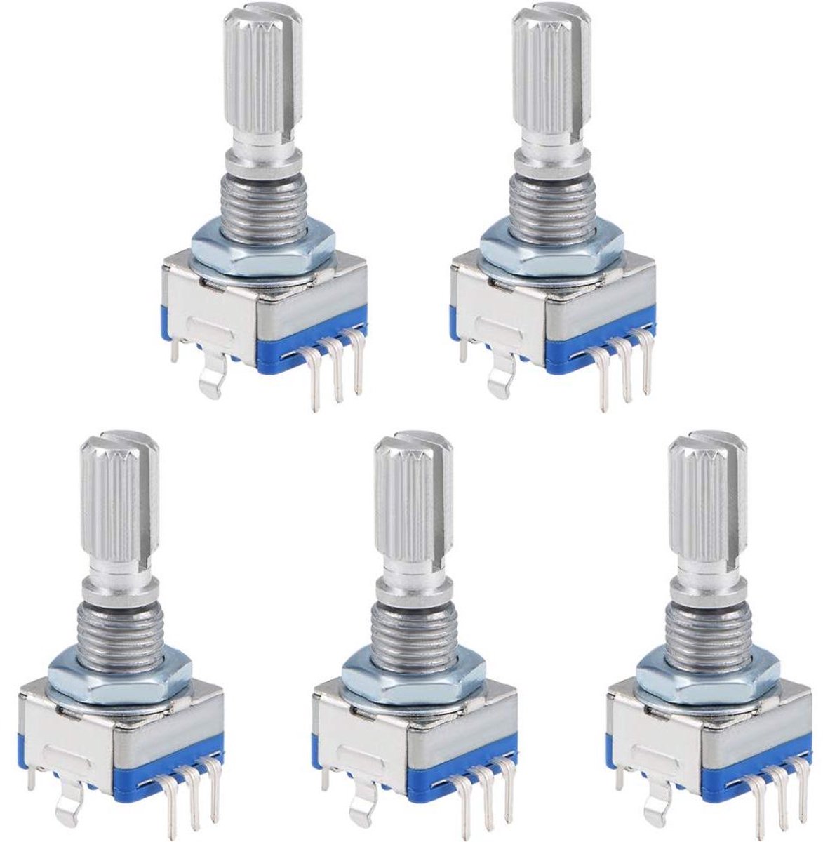 Draaibare Potentiometer - Codeschakelaar EC11 - Elektronische Projecten - 360 Graden Rotatie - 7 Pins 20mm - Zilverkleurig