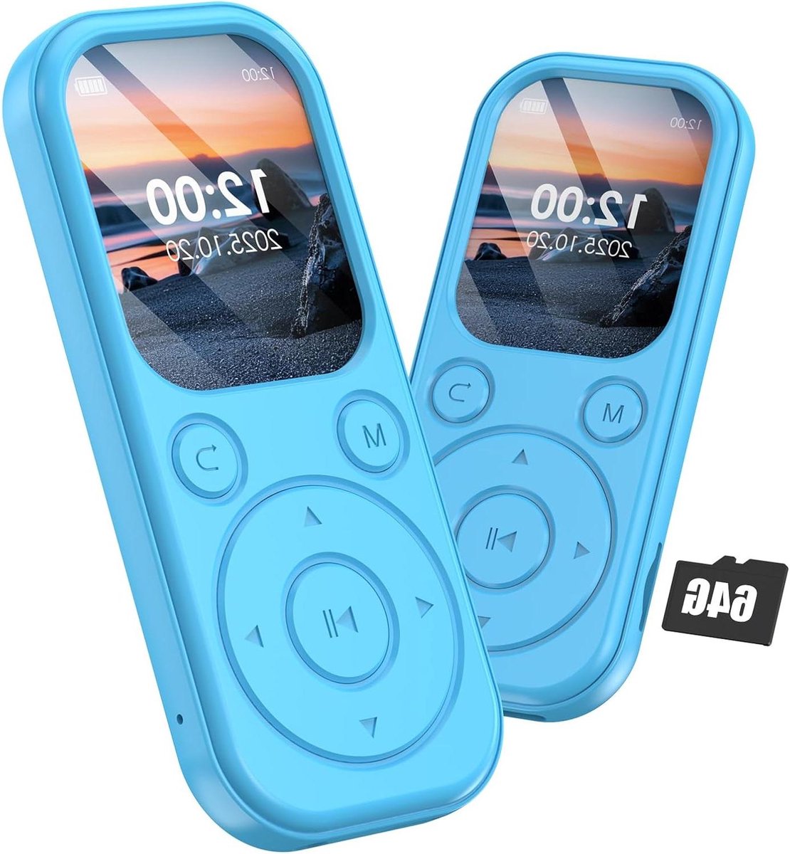 MP3 Speler - Muziekspeler Draagbaar - Sport Muziek Luisteren - Ingebouwde Speaker - 64GB Opslag - Blauw