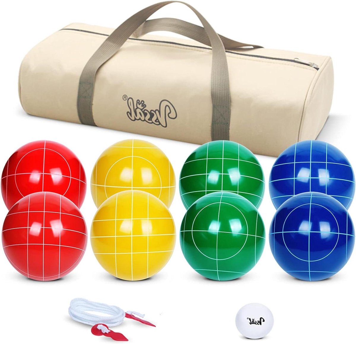 Jeu de boules set - Bocce ballen - Buiten spelen - Complete set met tas - 100 mm - Meerdere kleuren