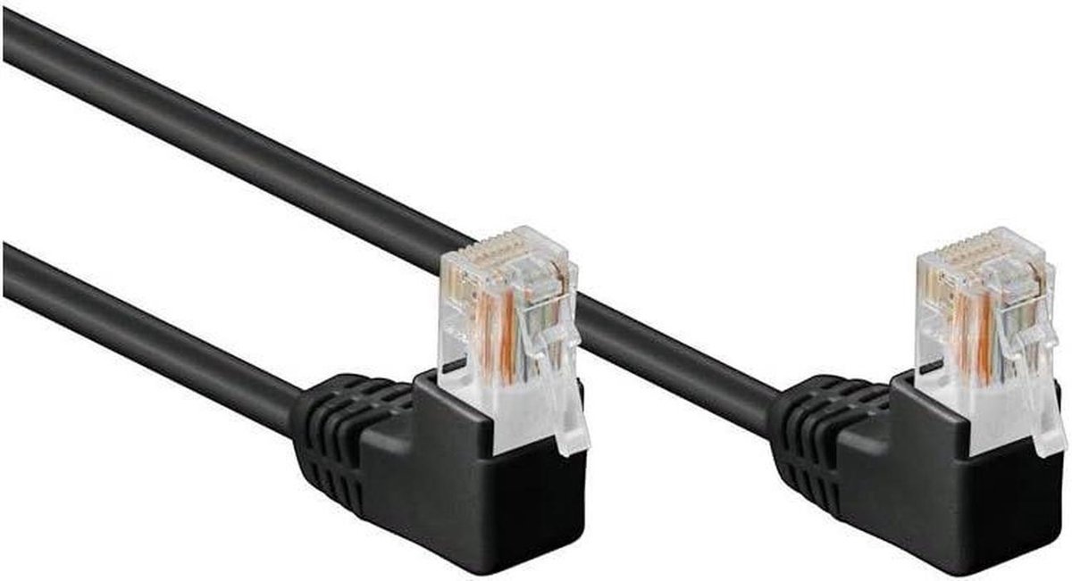 Netwerkkabel Hoek - LAN Kabel - Ruimte Besparen - 90 Graden Stekkers - 1 Meter - Zwart