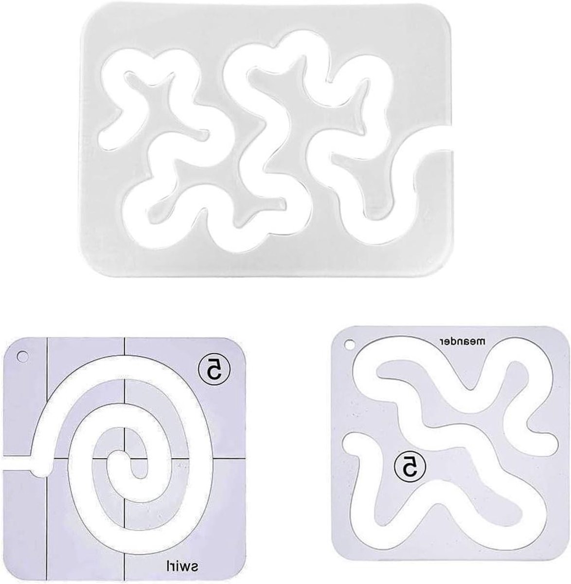 Quiltlinialen Set - Naaisjablonen - Vrije Beweging Quilten - 3-delige Acryl Set - 3 Stuks - Wit