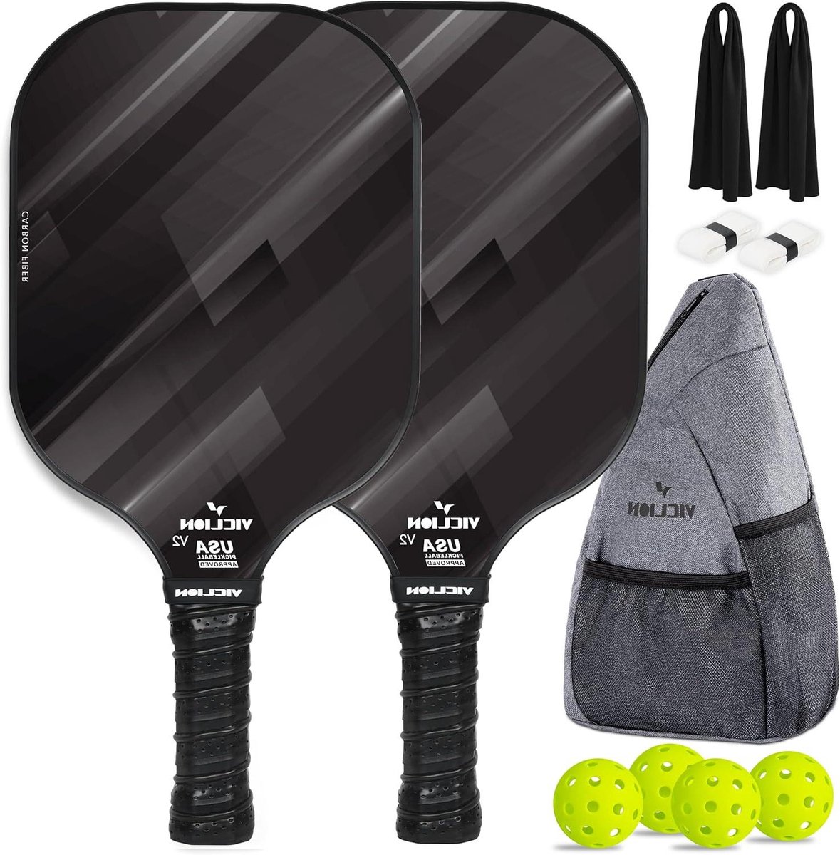Pickleball Paddles - Augurk Rackets - Sport Spelen - USAPA Goedgekeurd - Set van 2 - Zwart