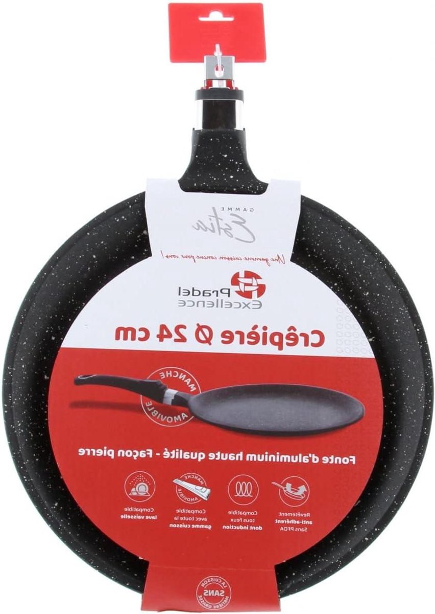 Pannenkoekenpan - Crêpe pan - Pannenkoeken bakken - Anti-aanbaklaag - 24 cm - Zwart