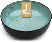 Pure Living Ibiza Dark Grote Serveerschaal - Ø 26,5 cm - Groen (Saliegroen) - Aardewerk - Magnetron & Vaatwasserbestendig