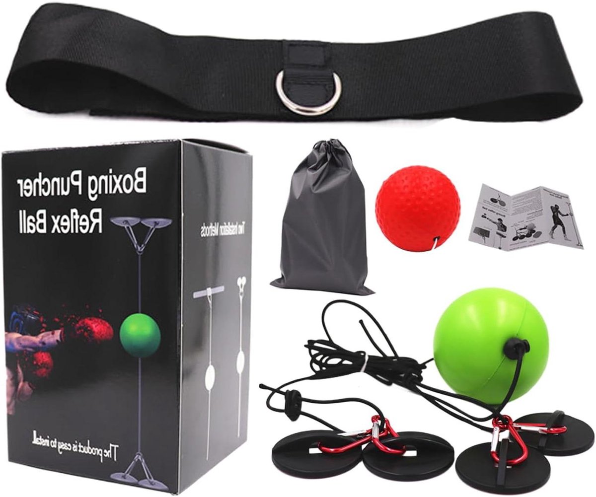 Reflexbal Bokstrainingsbal - Boksbal - Hand-oogcoördinatie - Verstelbare hoofdband - 93 cm - Zwart