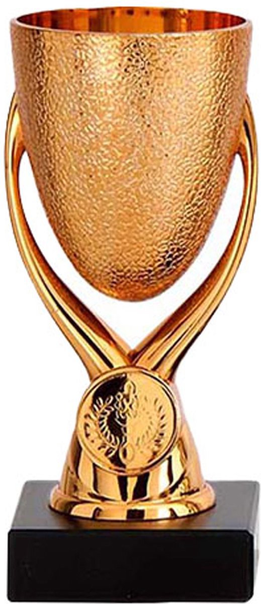 Luxe trofee/prijs beker op sierlijke poot - brons - kunststof - 15 x 6,8 cm