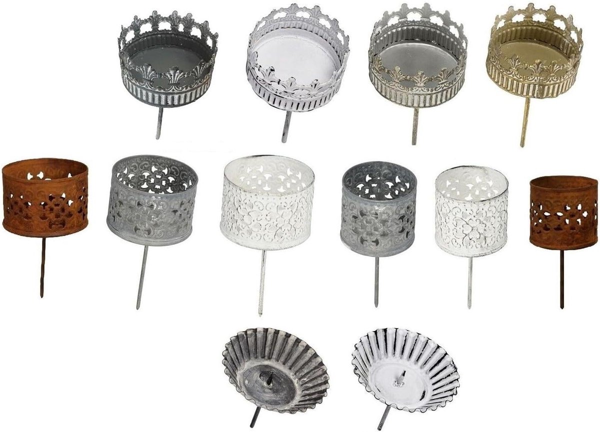 Theelichthouder Kroon - Kandelaar Kroontje - Decoratie Krans - Metaal Antiek Zilver - 7 cm Diameter