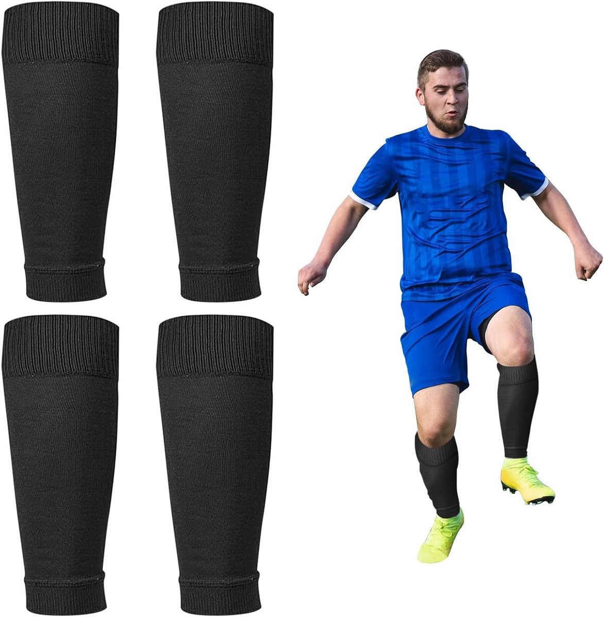 Voetbal Sokken Mouwen voor Scheenbeschermers, Ideaal voor Training, Wedstrijden en Beginners, One Size, Comfortabel en Ademend Design