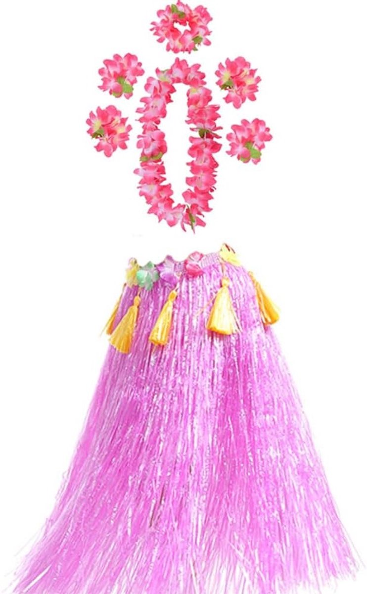 Hawaiiaanse rok set voor dames, 7-delig kostuumaccessoires voor een chique Hawaii feestdecoratie