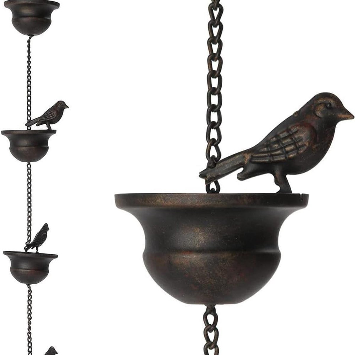 Regenketting - Regenpijp decoratie - Tuin decoreren - Gepoedercoate afwerking - 2.4 meter - Donkerbruin
