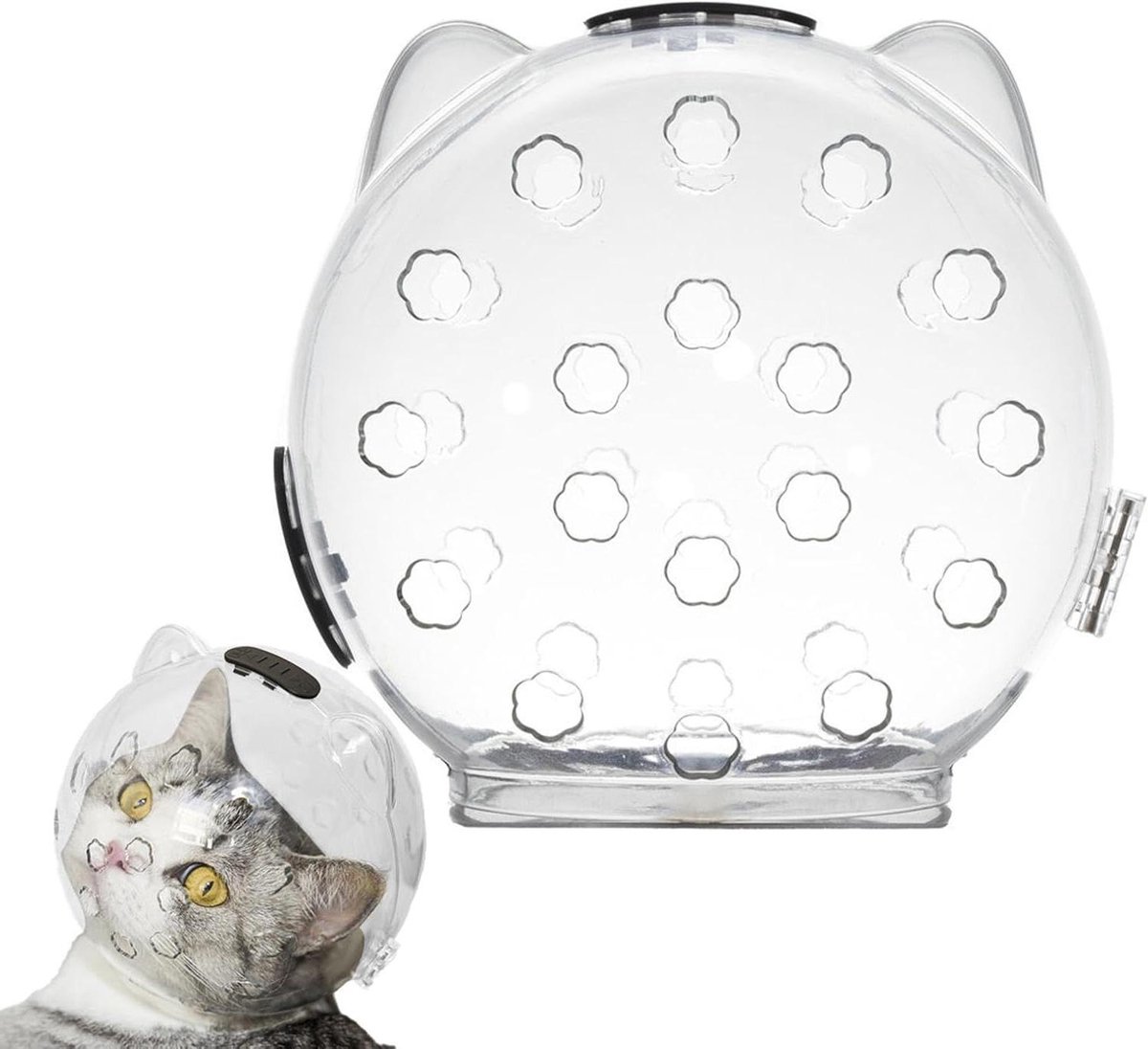Katten Mondkapje - Grooming Helm - Veilig Verzorgen - Ademend Transparant - 11-16 lbs - Transparant