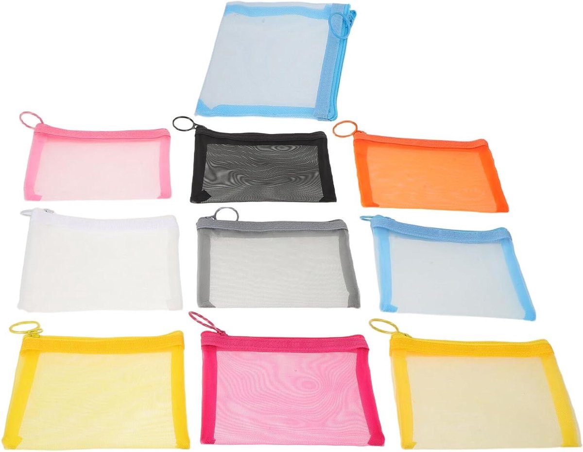Ritszakjes Set - Opbergzakjes Gaas - Multifunctioneel Opbergen - Ademende Mesh Constructie - 10 Stuks - Diverse Kleuren
