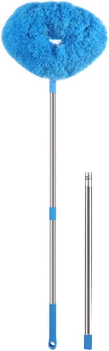 Plafondventilatorreiniger - Uitschuifbaar stofdoek - Hoge plekken reinigen - Flexibele microvezelkop - Uitschuifbaar - Blauw