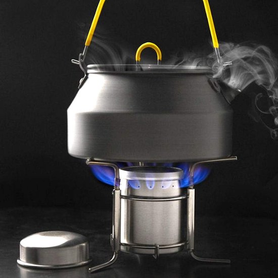 Draagbare Outdoor Mini Rvs Ultralight Vloeibare Alcohol Kachel Brander Oven met Rack Ondersteuning Stand voor Backpacken Picknick Wandelen Camping Survival van Merkloos — afbeelding 4