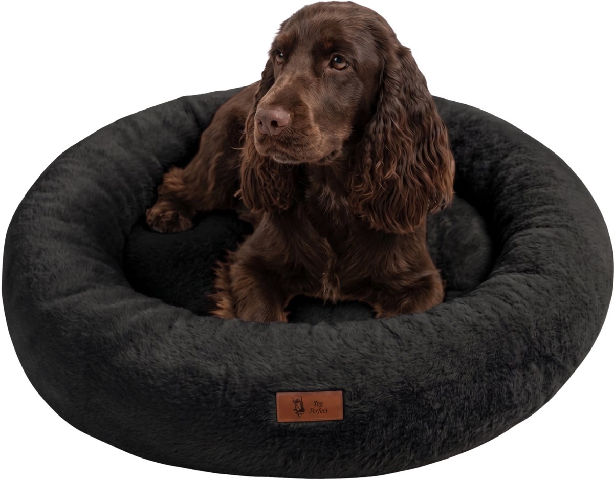 Pet Perfect Orthopedische Hondenmand – Donut Hondenmand – Hondenkussen – Hondenbed – Wasbaar - 80 cm - Zwart