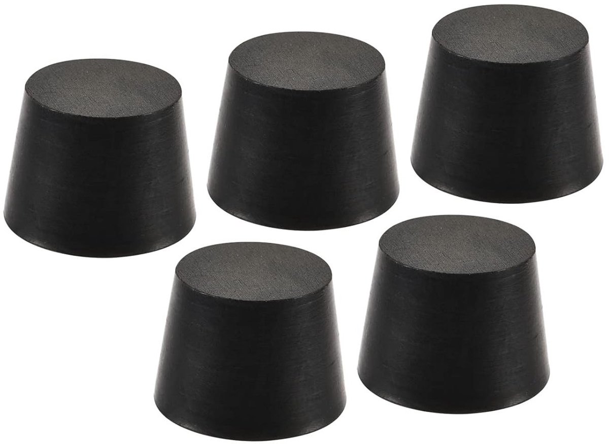 Set van 5 Rubber Stoppen, Tapered Plugs met Hoge Temperatuurweerstand | Beschermende Gaten, Ideaal voor Laboratorium en Industrie (Zwart, 30mm tot 37mm)