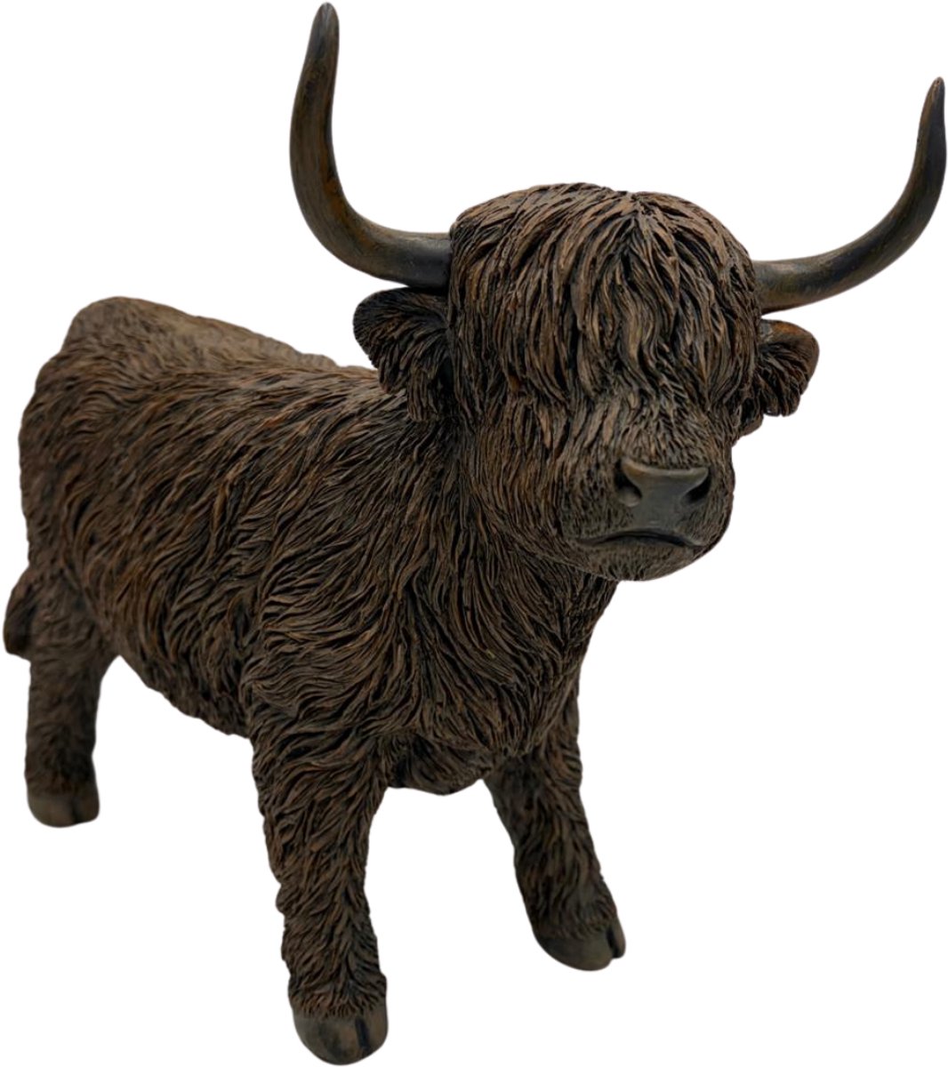 Decoratie Beeld Schotse Hooglander maat M staand - Bruin 30x12x25 cm - Countryfield