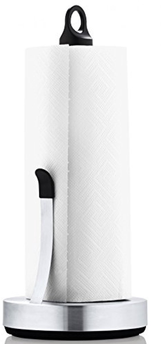 Keukenrolhouder met afrolbeveiliging - Mat RVS - 15 x 15 x 34 cm - Vrijstaand