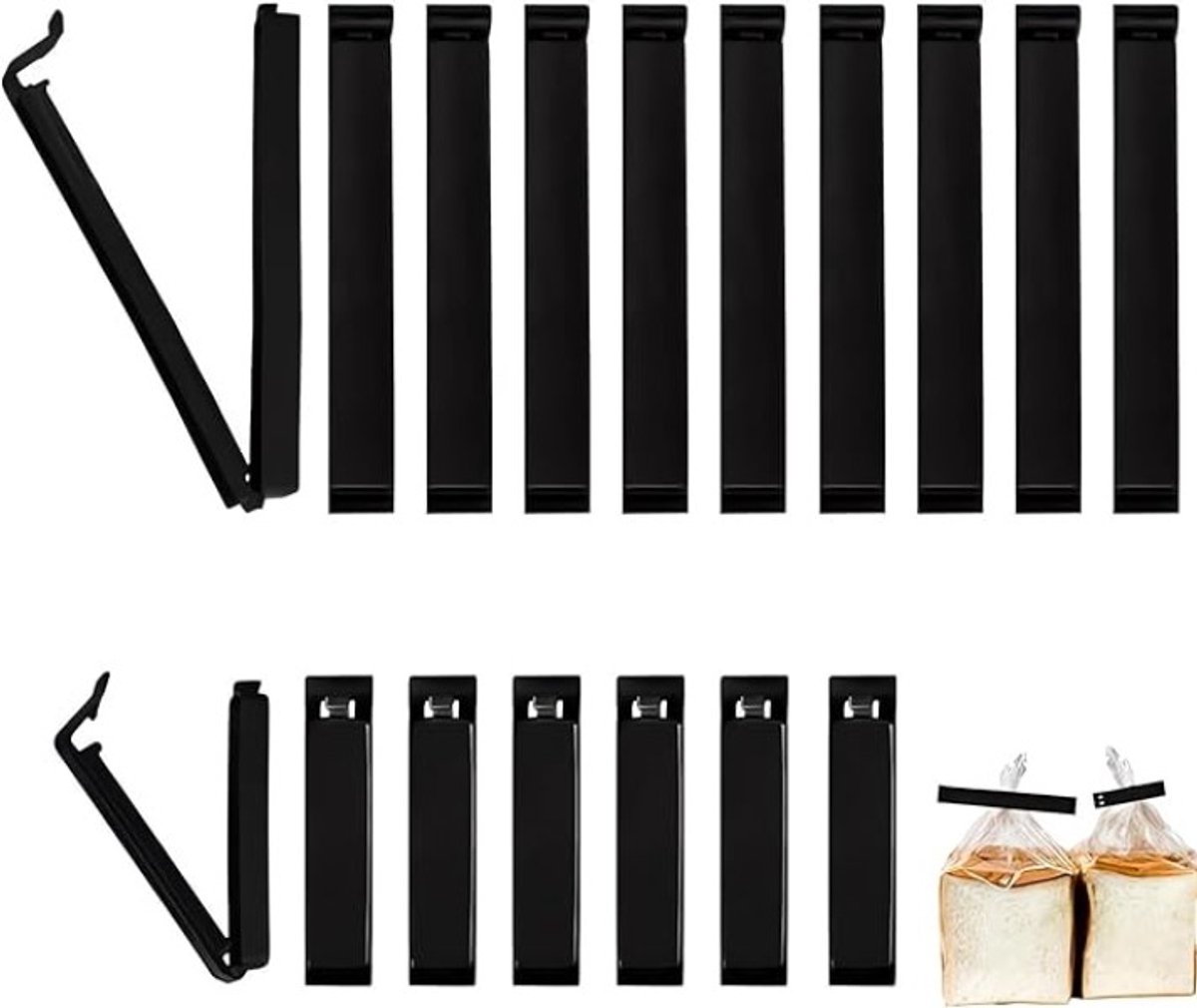 50 stuks Sluitclips voor Zakken - 6 en 11 cm - Zwart