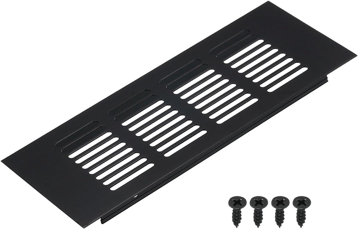 Ventilatierooster Rechthoekig - Luchtgaten - Kasten Ventileren - Corrosiebestendig Aluminium - 20 x 7.5 cm - Zwart