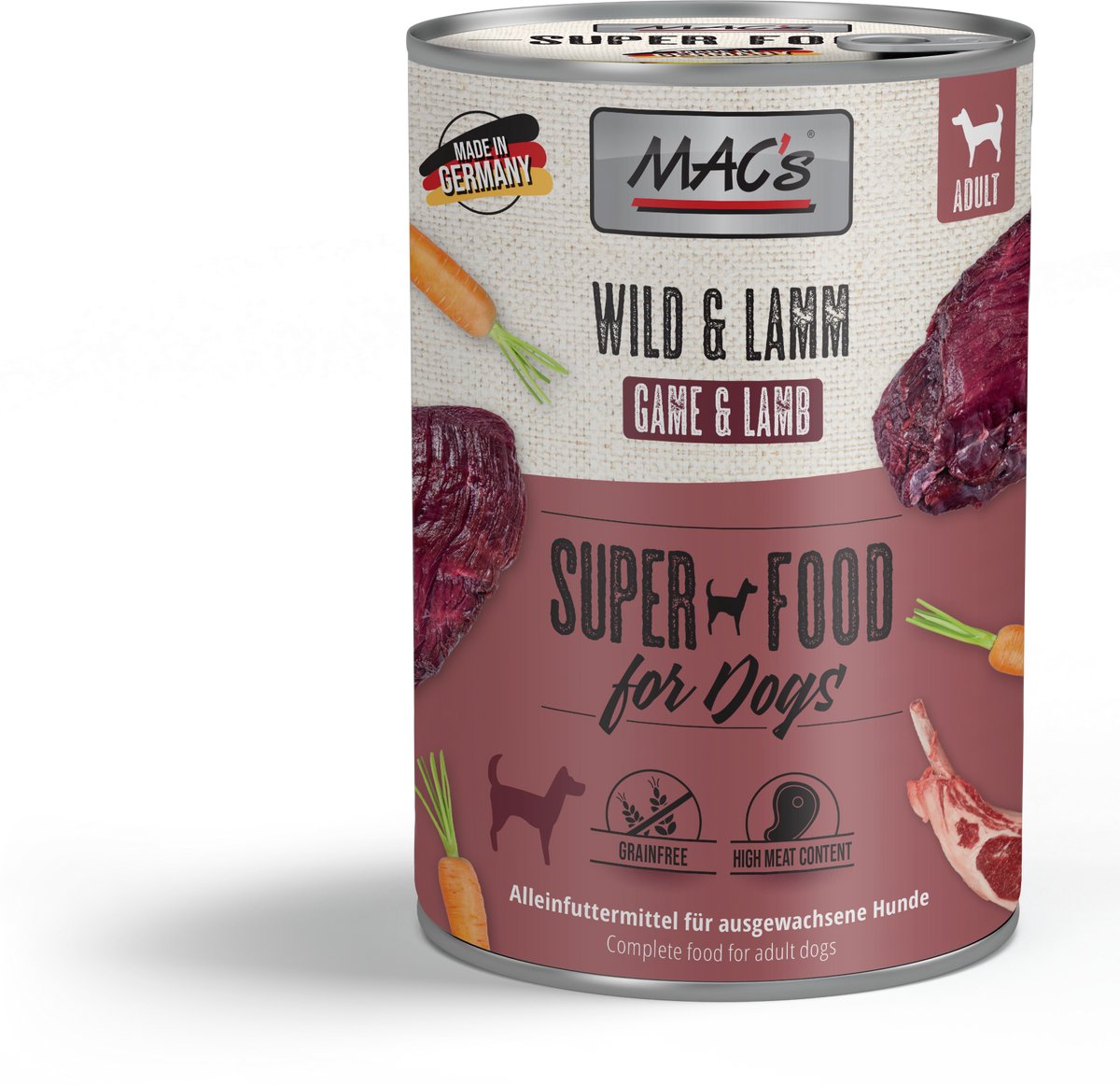 MACs MAC’s Hondenvoer Natvoer Blik - 70% Wild & Lam - 6 x 400g
