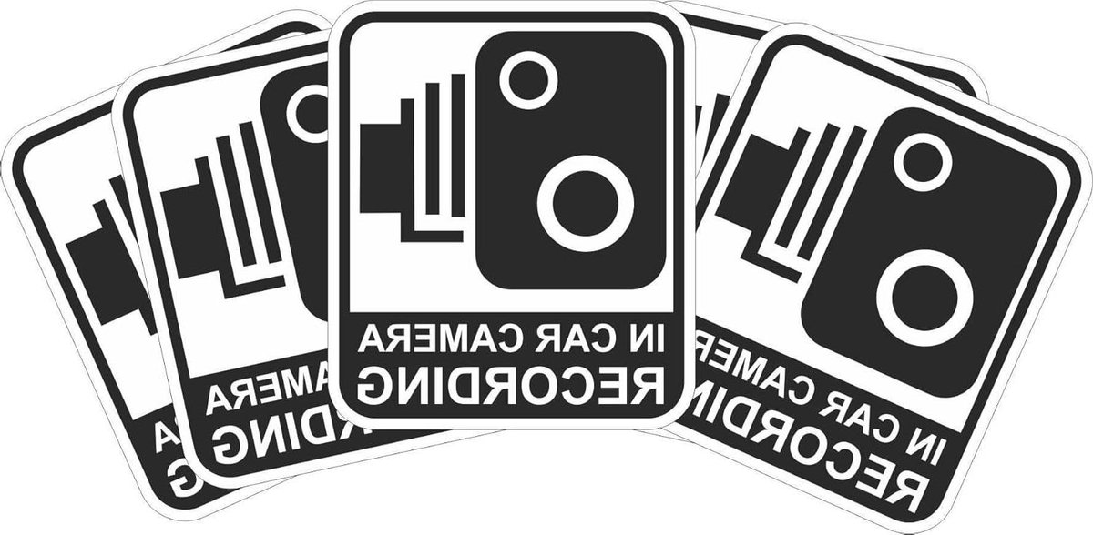 Zwarte Dashcam Sticker 29x25 mm - Veiligheidswaarschuwing - 5 stuks