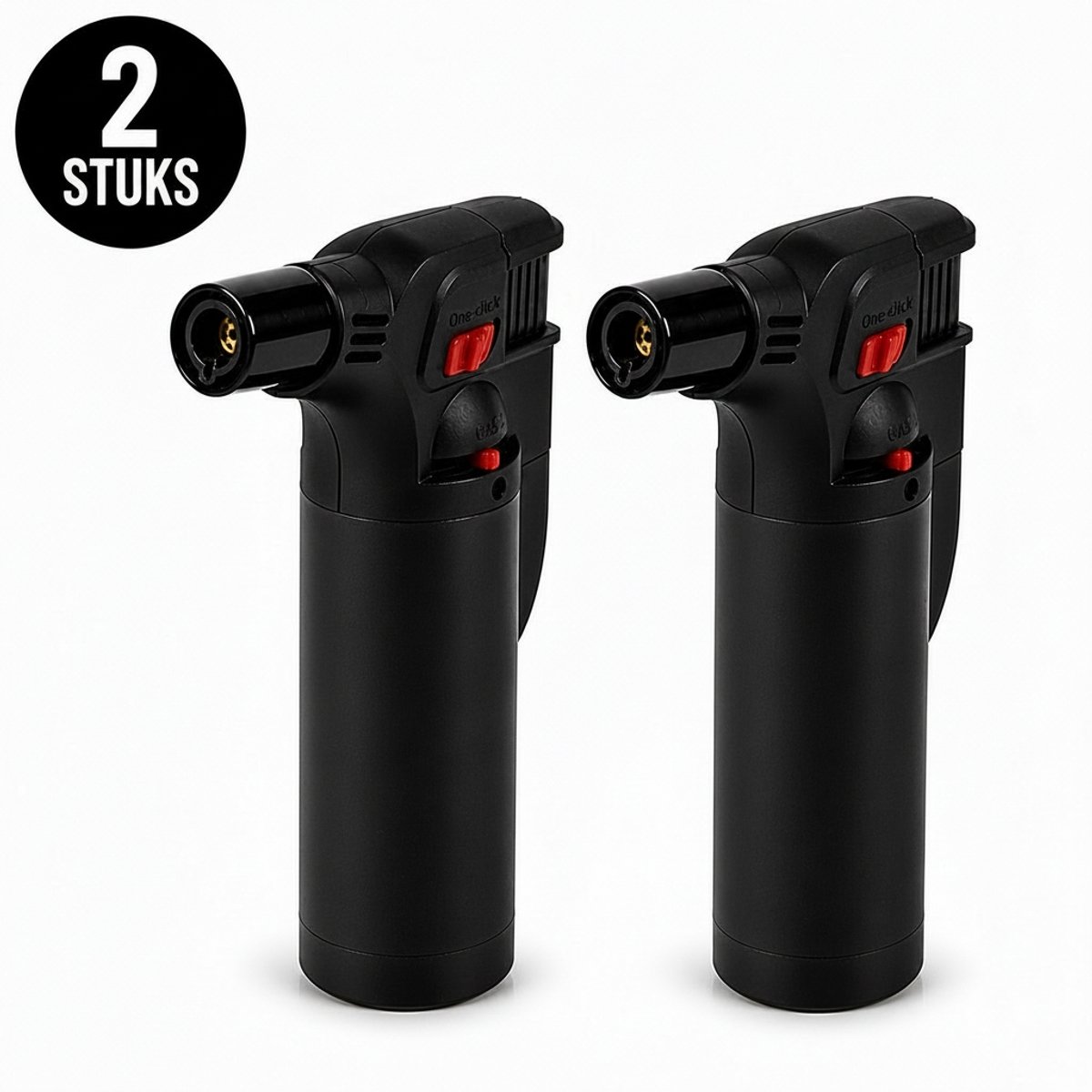 Stormaansteker 2 Stuks – Jet Flame Aansteker – Gasbrander Navulbaar – Crème Brûlée Brander – Torch Aansteker – BBQ Aansteker – Windproof – 3 Verschillende Kleuren