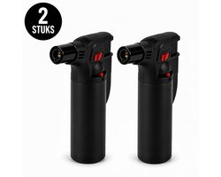 Stormaansteker 2 Stuks – Jet Flame Aansteker – Gasbrander Navulbaar – Crème Brûlée Brander – Torch Aansteker – BBQ Aansteker – Windproof – 3 Verschillende Kleuren