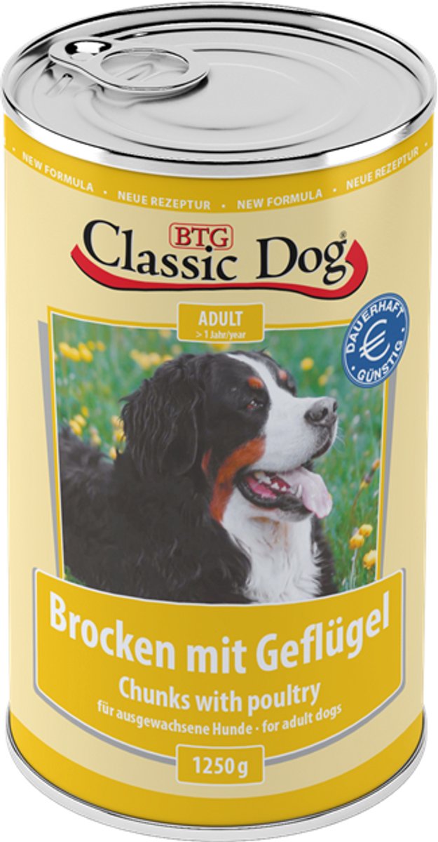 Classic Dog - blik brokken 6x1250g - met gevogelte