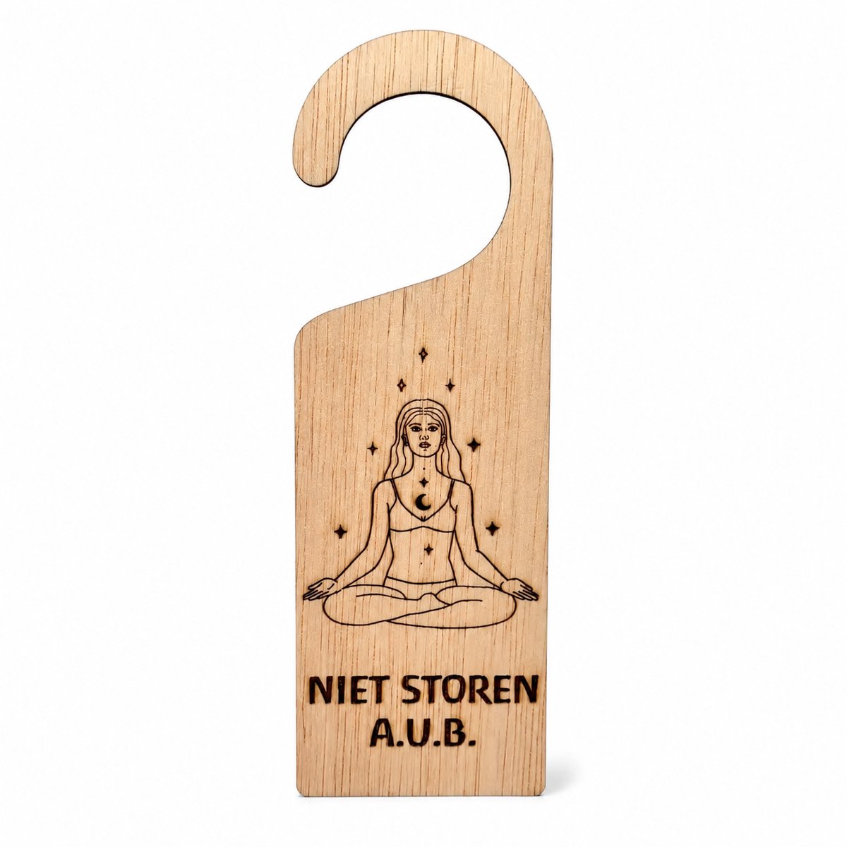 Houten deurhanger - niet storen a.u.b. - yoga of ontspanning - laat je niet storen - duurzaam materiaal met natuurlijke uitstraling