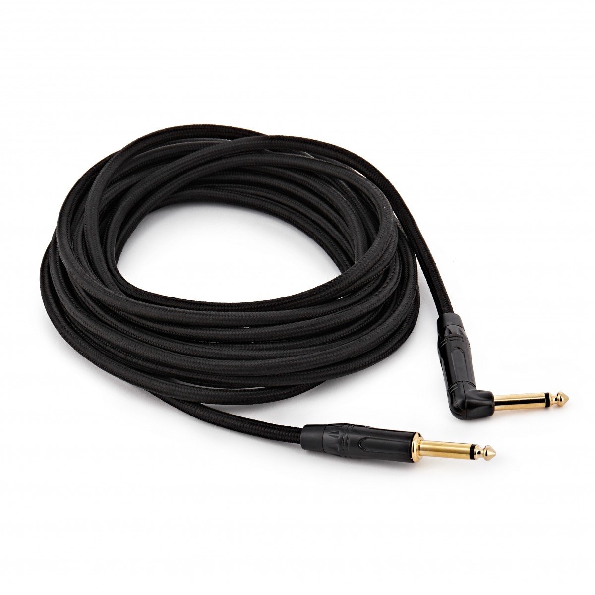 6.35mm TS Jack - 6.35mm TS Jack Gevlochten haakse Pro Kabel, 9m
