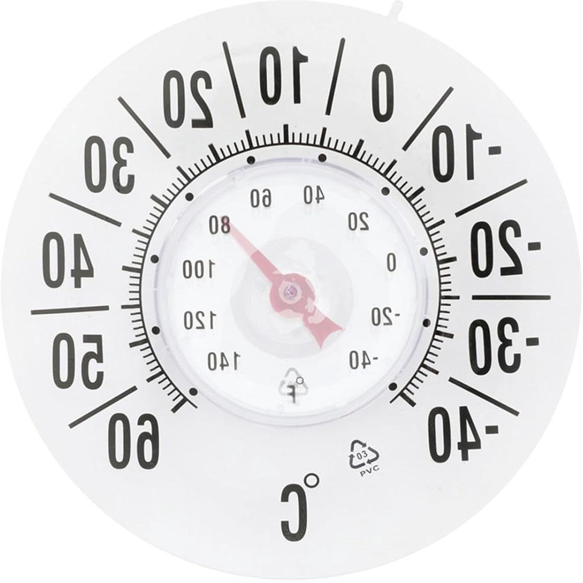 Binnen Buiten Thermometer - Weerstation Raam - Temperatuur Meten - Draadloos Zuignap - 18 cm Diameter - Zilverkleurig