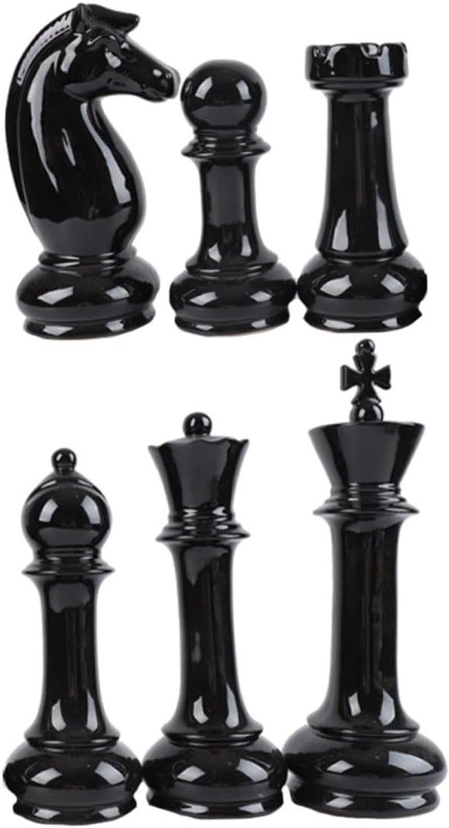 ibasenice 6pcs Chess Ornaments Decoraciones for Salas De Casa Chess King Statue Chess Interior Chess King Knight Statue Black Chess Household Child Figurine Ceramics