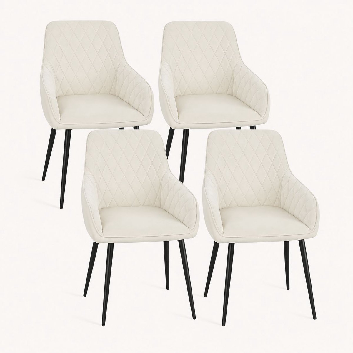 Eetkamerstoel Mylou- set van 4 - velvet beige- zetelsenbedden Tafel en Stoel