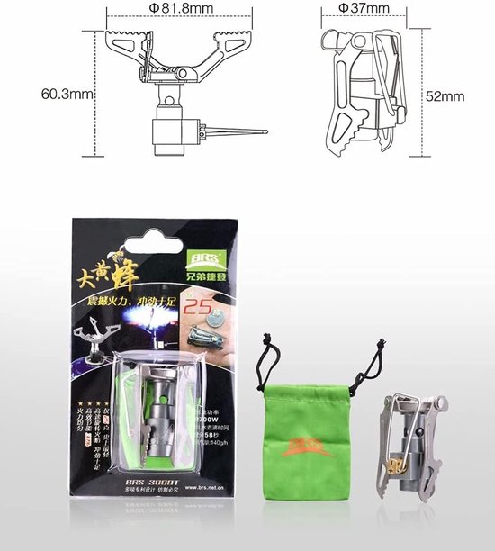 BRS-3000T Ultralight Titanium Alloy Mini Foldable Portable Ultralight Gas Stove Burner, 25g Picnic Hiking Barbecue van BRS — afbeelding 2