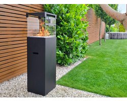 Vrijstaande bio-ethanol haard PATIO BESTIA zwart mat – design sfeerhaard met glas en 3L brander