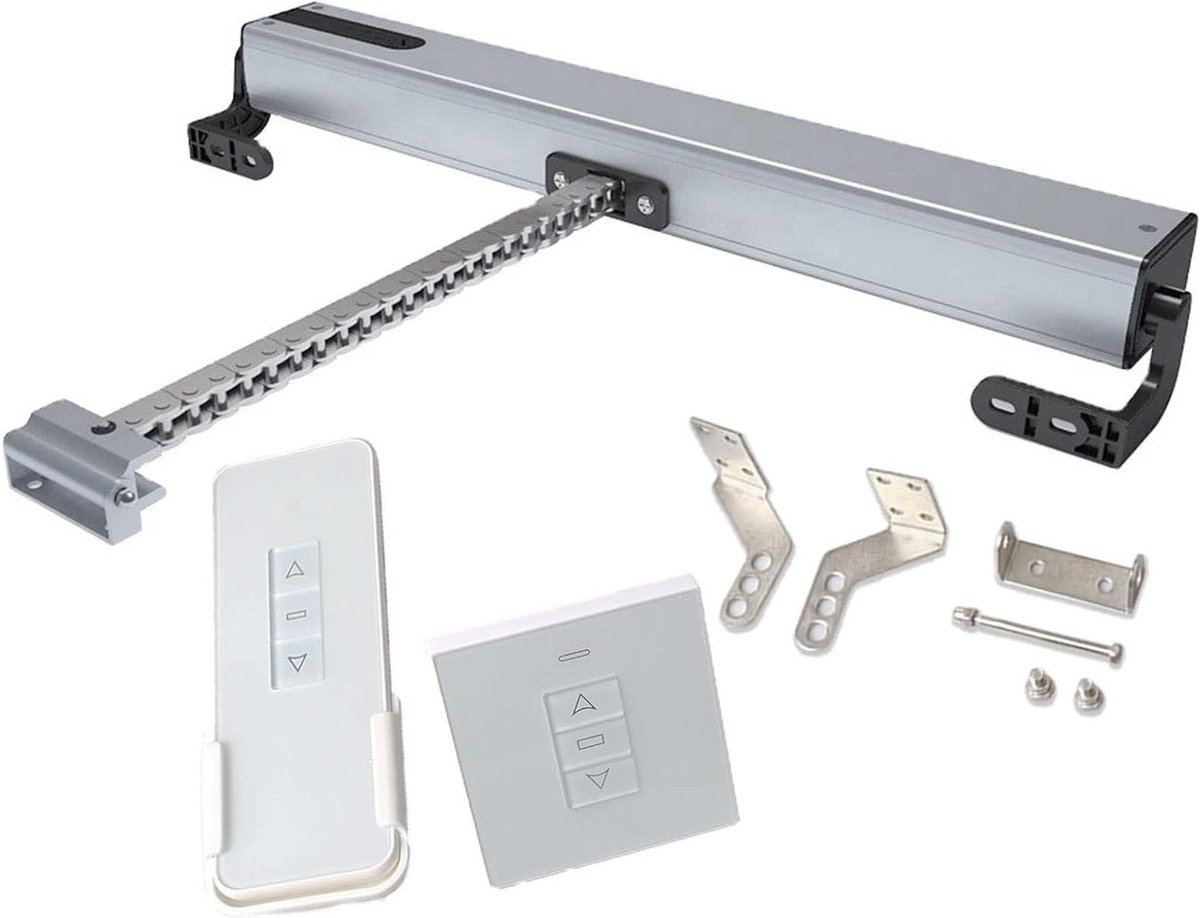 Automatische raamopener met slagregeling, elektrische raamopener met kettingaandrijving, wandschakelaar en afstandsbediening, gemotoriseerde raamopener en -sluiter (700 mm)